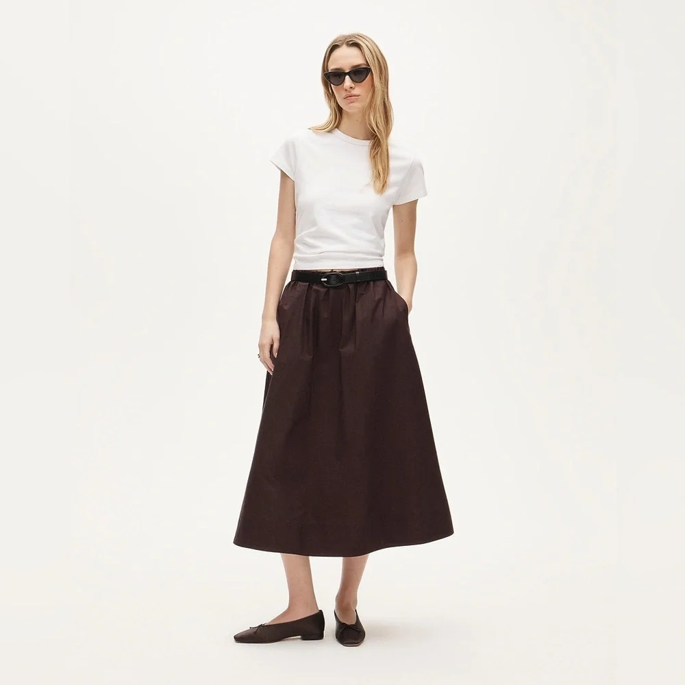 NWT J.Crew Pull-On Midi Skirt in Cotton Poplin